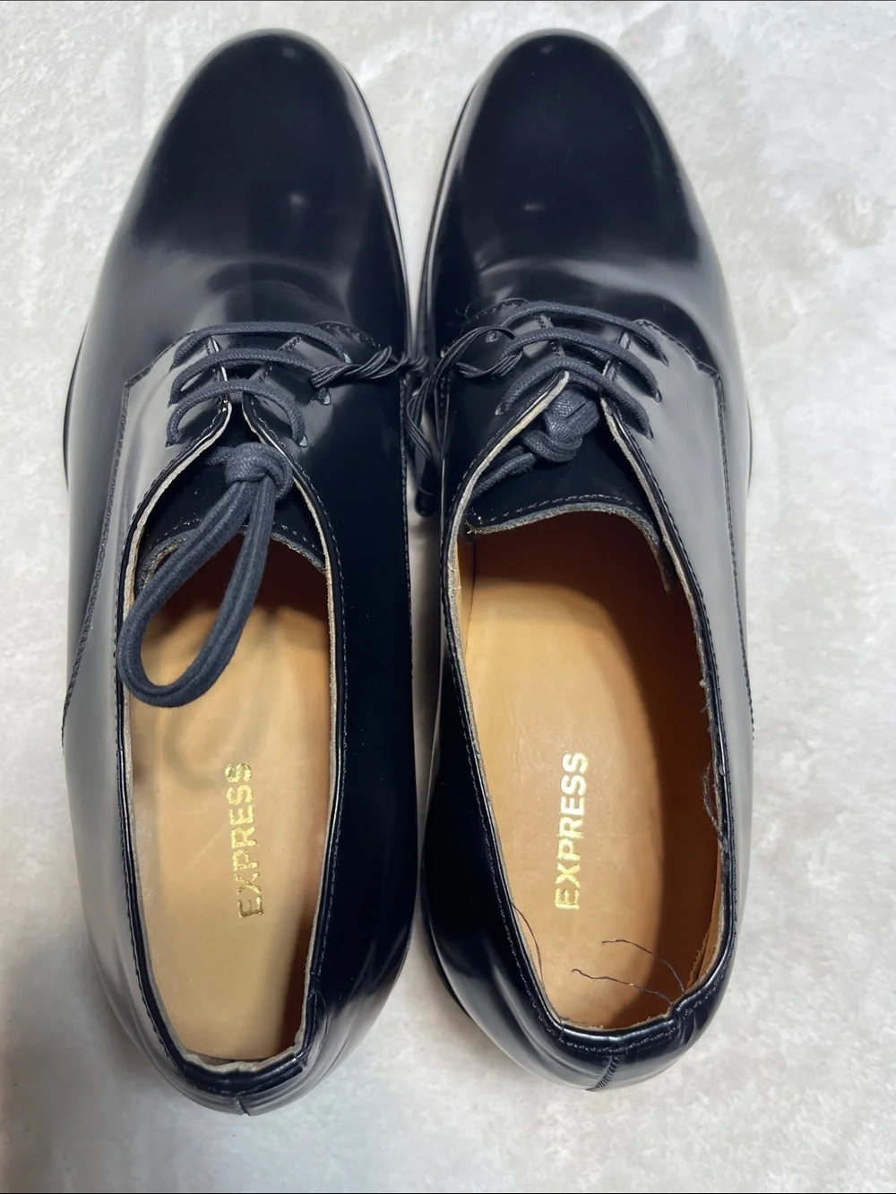 Express Black Leather Derby Shoes - Sleek Lace-Up Size 8 Men’s